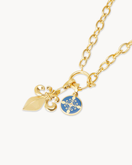 Sister Fleur-de-Lis Blue Maduma Necklace Set, Gold