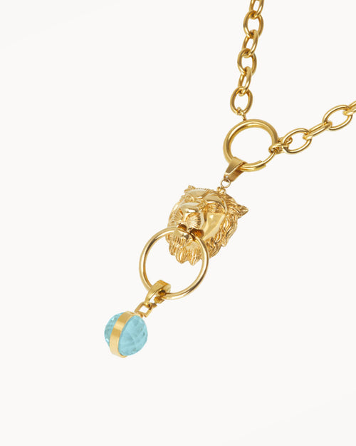 March Birthday Lion Habbata Charm Chain Set, Gold