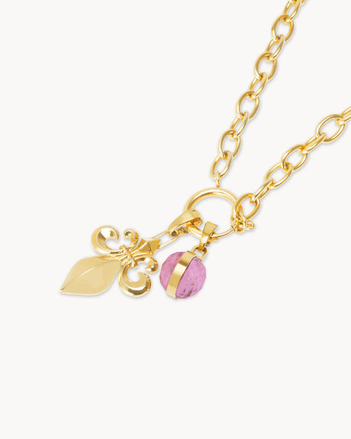 February Birthday Fleur-de-Lis Little Moments Necklace Set, Gold