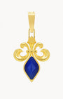 Perseverance Stone Blue Cateye Fleur de-Lis Pendant, Gold