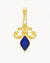Perseverance Stone Blue Cateye Fleur de-Lis Pendant, Gold