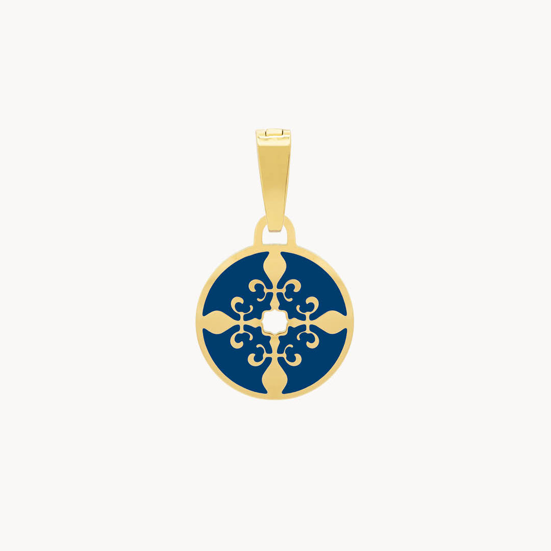 Blue Fleur-de-Lis Maduma Pendant, Gold