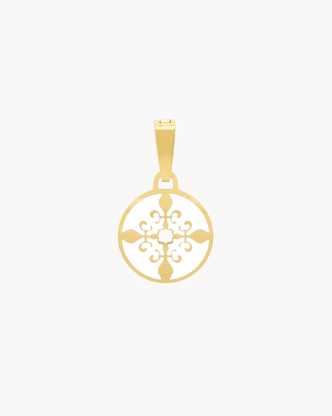 White Fleur-de-Lis Maduma Pendant, Gold