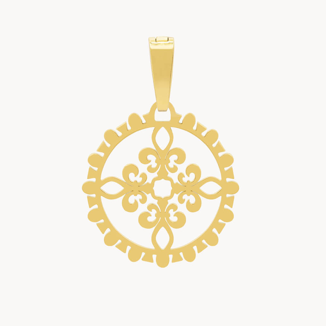 Fleur-de-Lis Hollow Maduma Pendant, Gold