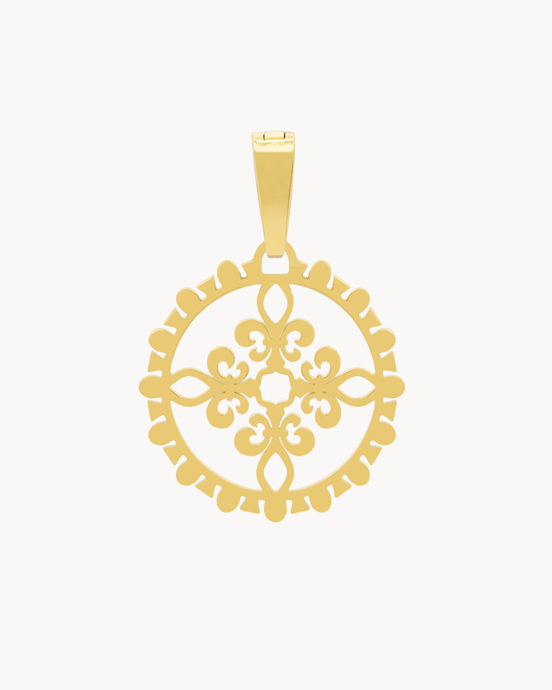 Fleur-de-Lis Hollow Maduma Pendant, Gold