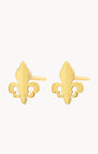 Fleur-de-Lis Dainty Stud Earrings, Gold