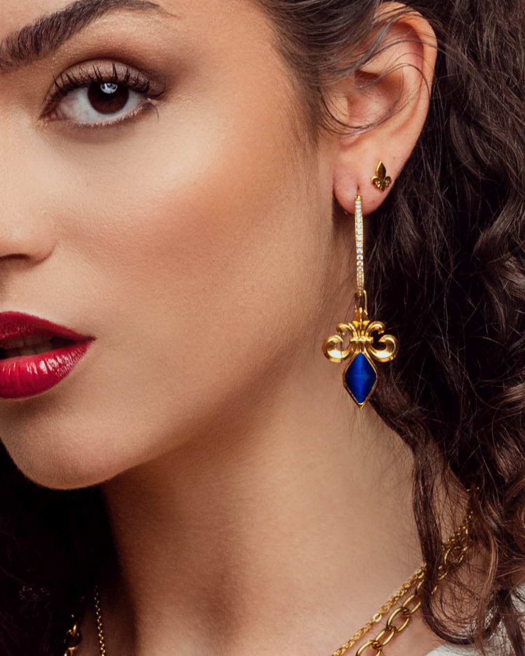 Fleur-de-Lis Dainty Stud Earrings, Gold