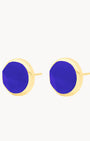 Perseverance Stone Blue Cateye Ħabbata Stud Earrings, Gold