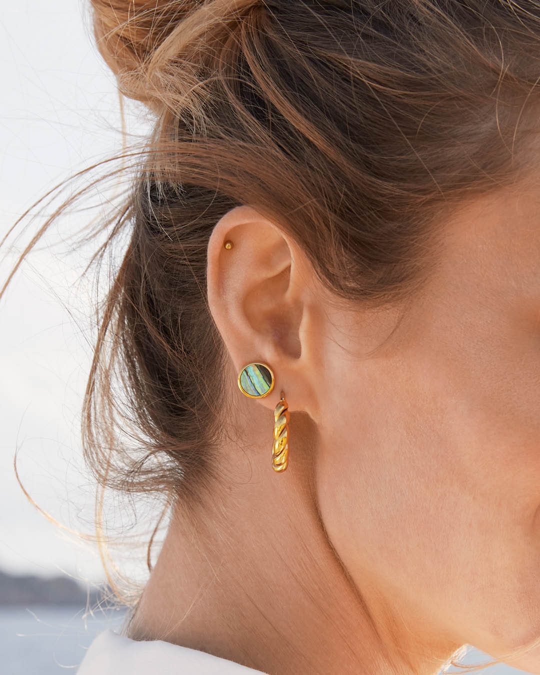 Croissant Hoop Earrings, Gold