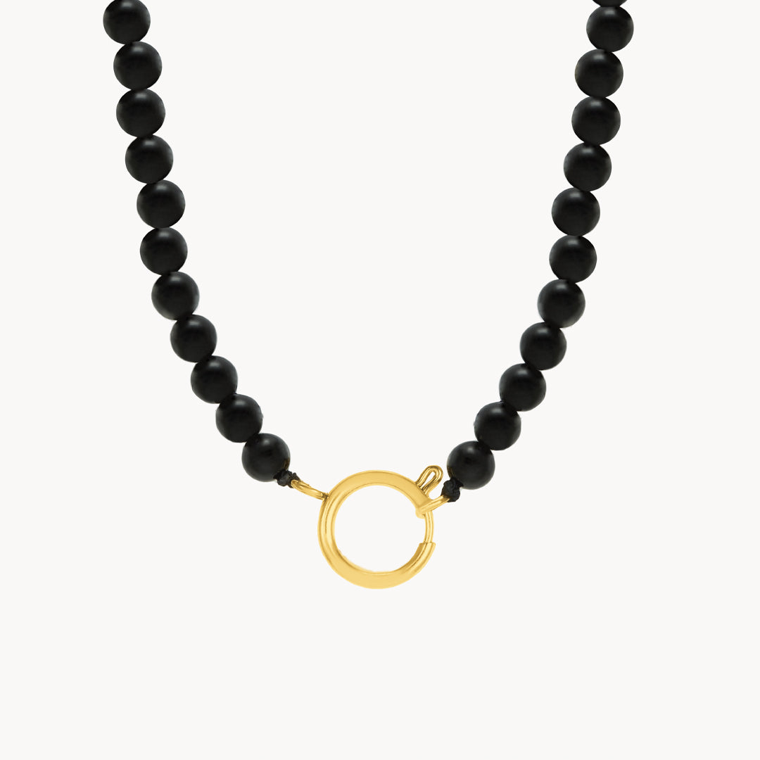 Power Stone Black Onyx Beaded Charm Chain, Gold