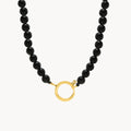 Power Stone Black Onyx Beaded Charm Chain, Gold