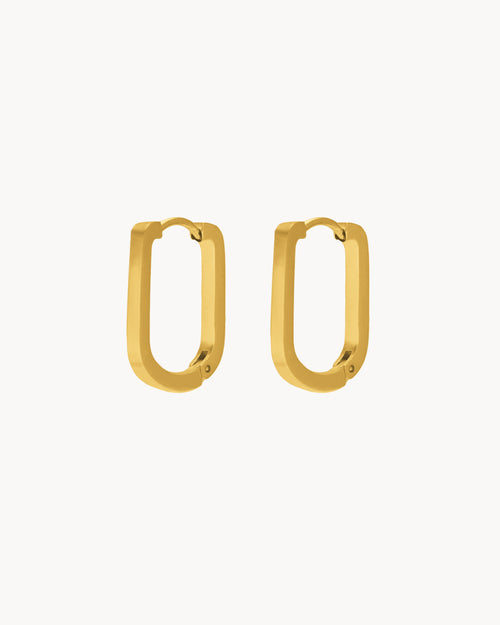 Oval Hoop Earrings, Gold