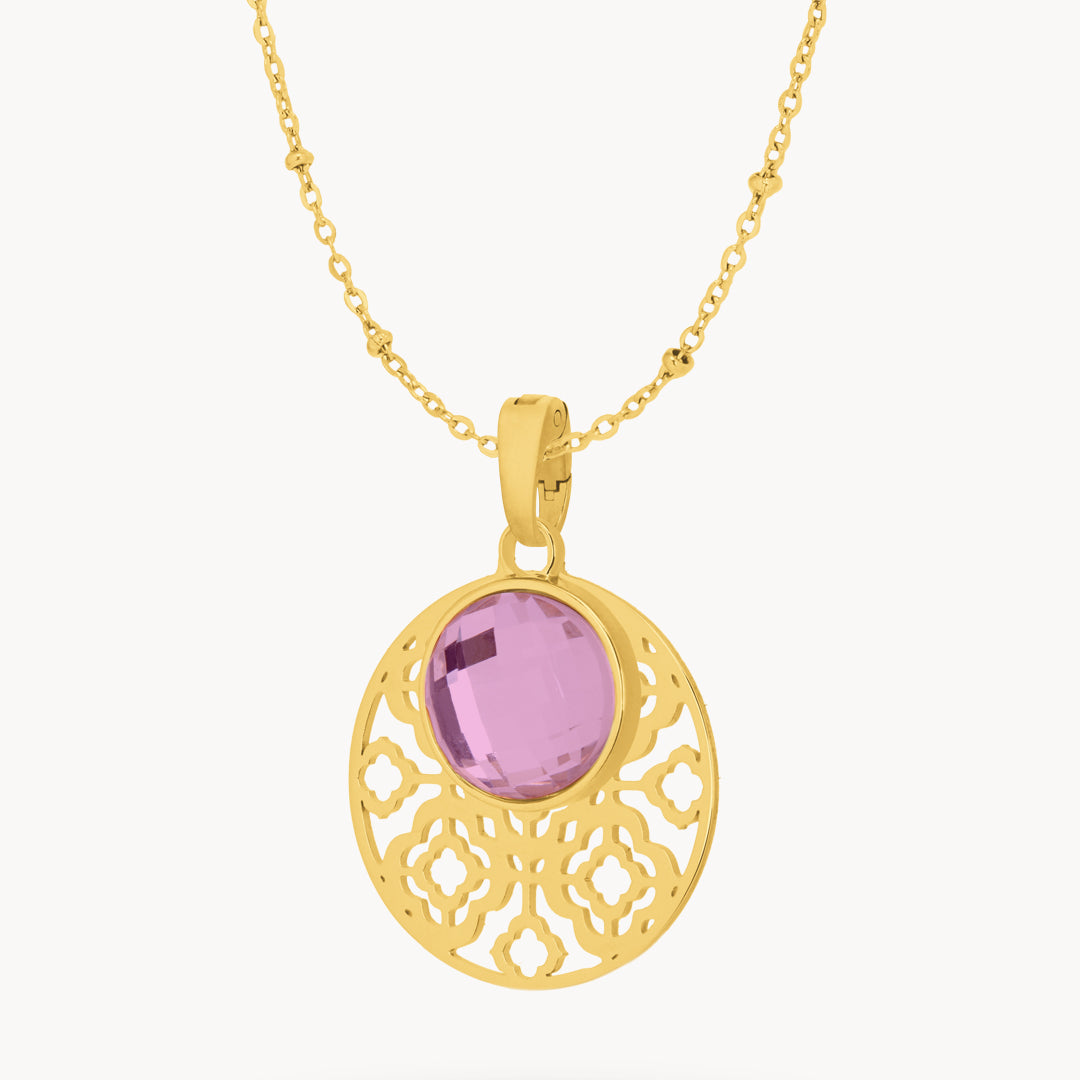 February Bizzilla Signature Birthstone Necklace Set, Gold