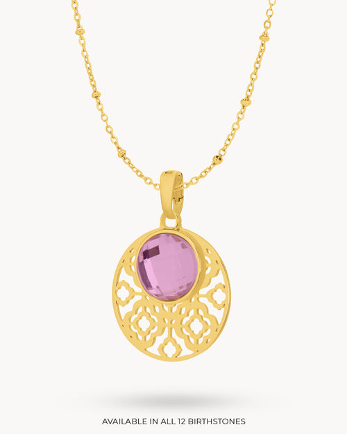 February Bizzilla Signature Birthstone Necklace Set, Gold