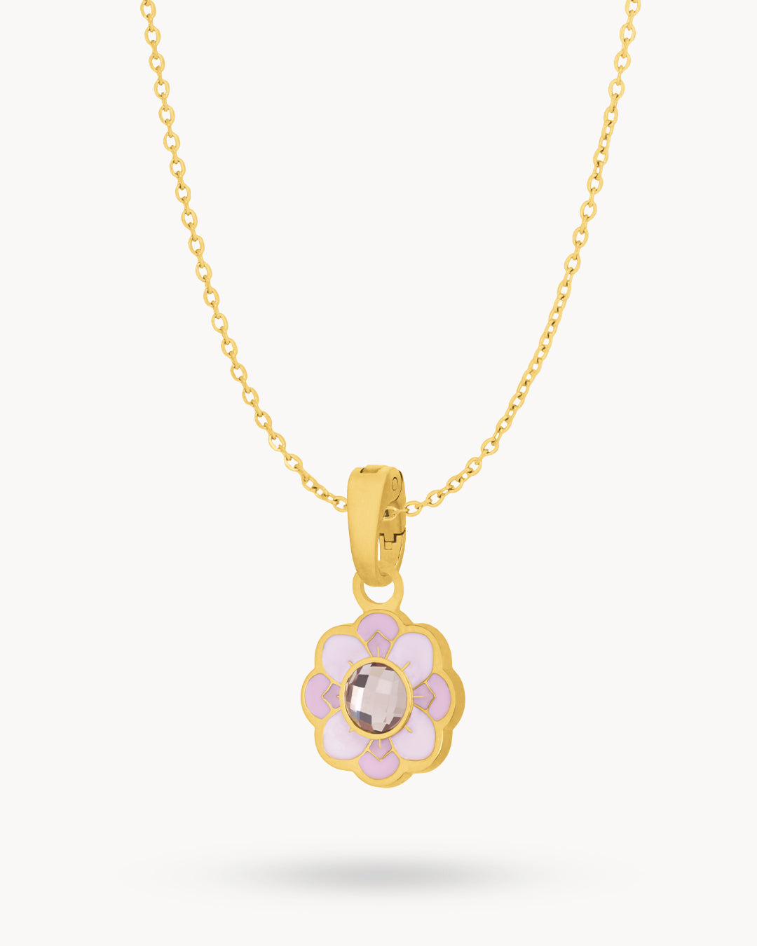 Pink Water Lily Necklace Set, Gold