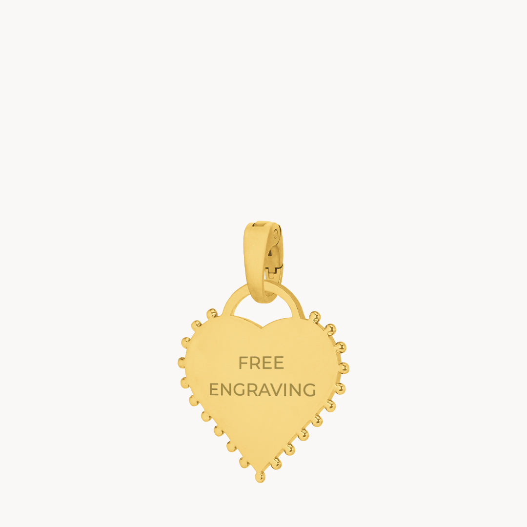 Studded Heart Engravable Pendant Gold