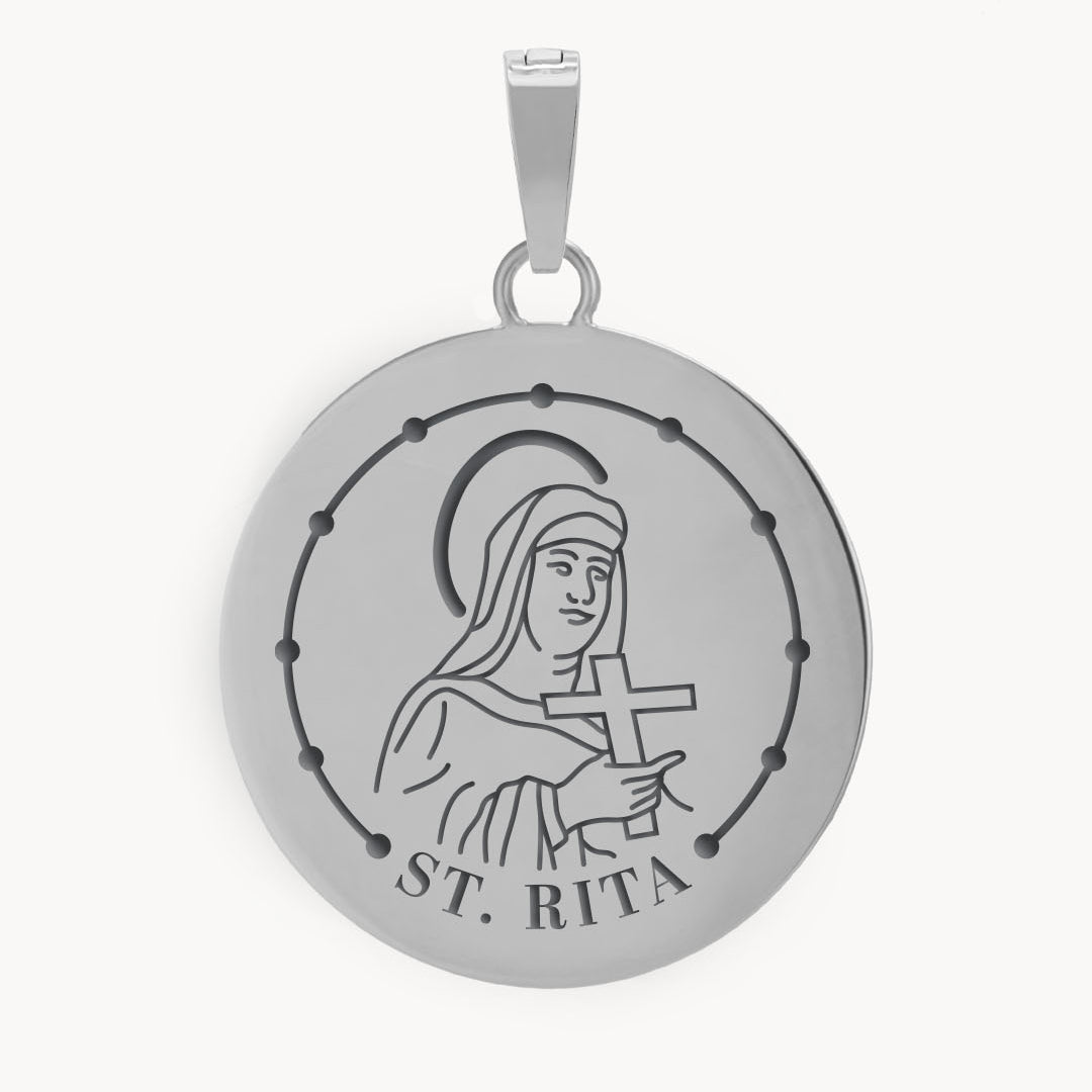 St Rita Pendant, Silver