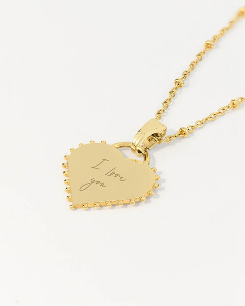 I Love You Studded Heart Necklace Set, Gold
