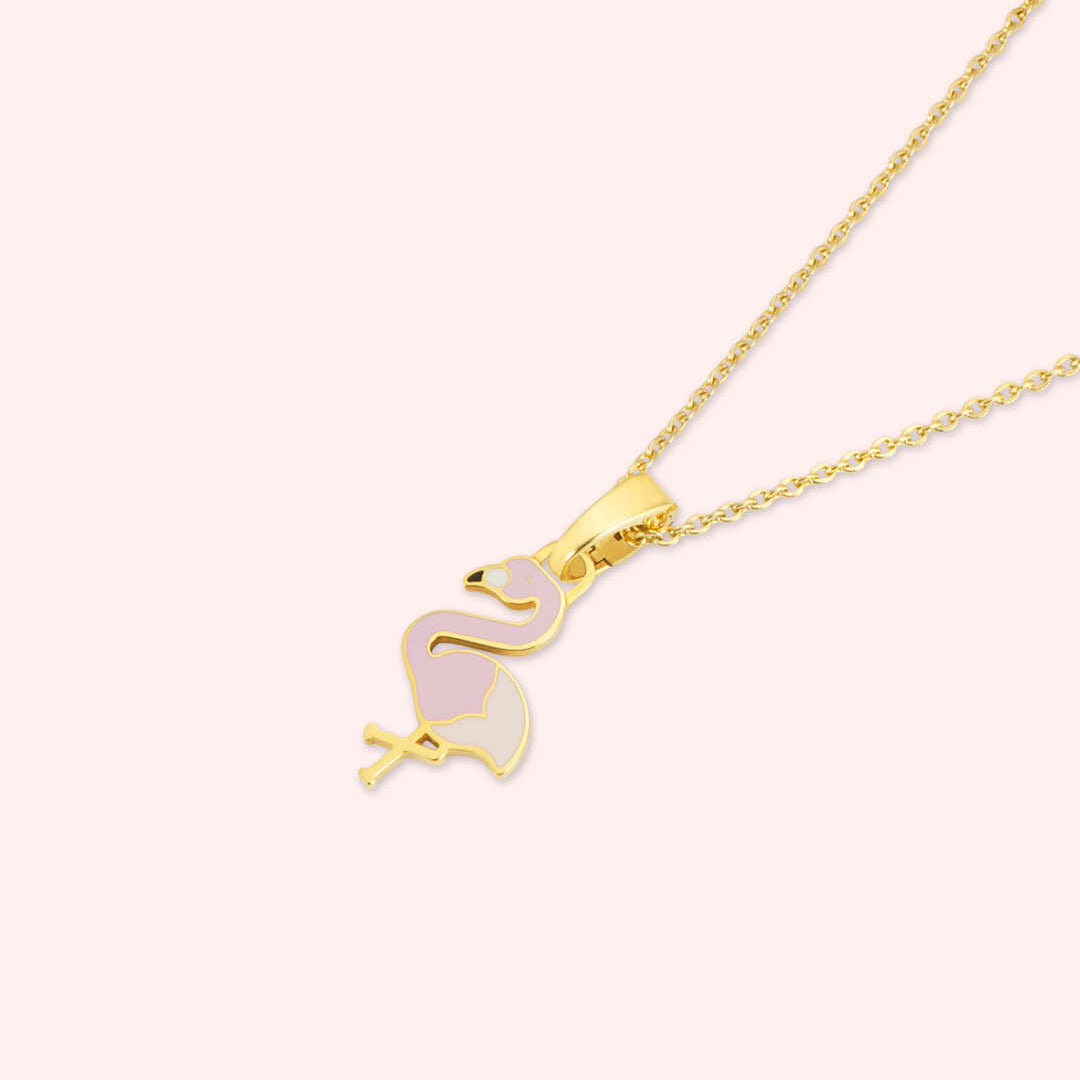 Holy Communion Vibrant Flamingo Necklace Set, Gold