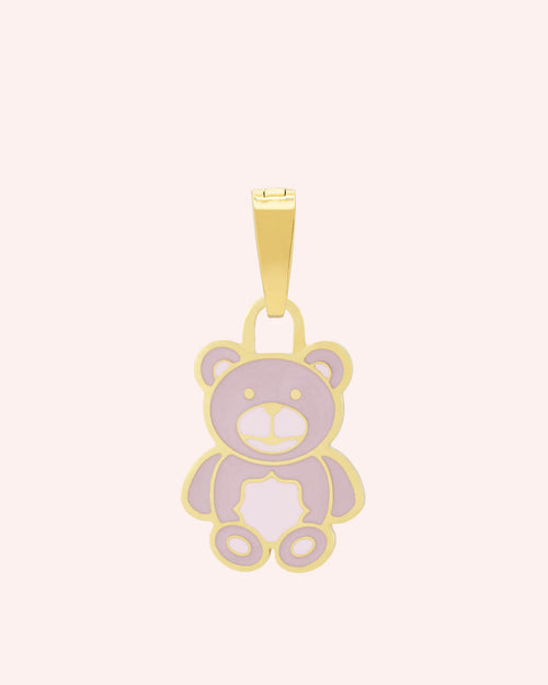 Cuddly Pink Bear Pendant, Gold