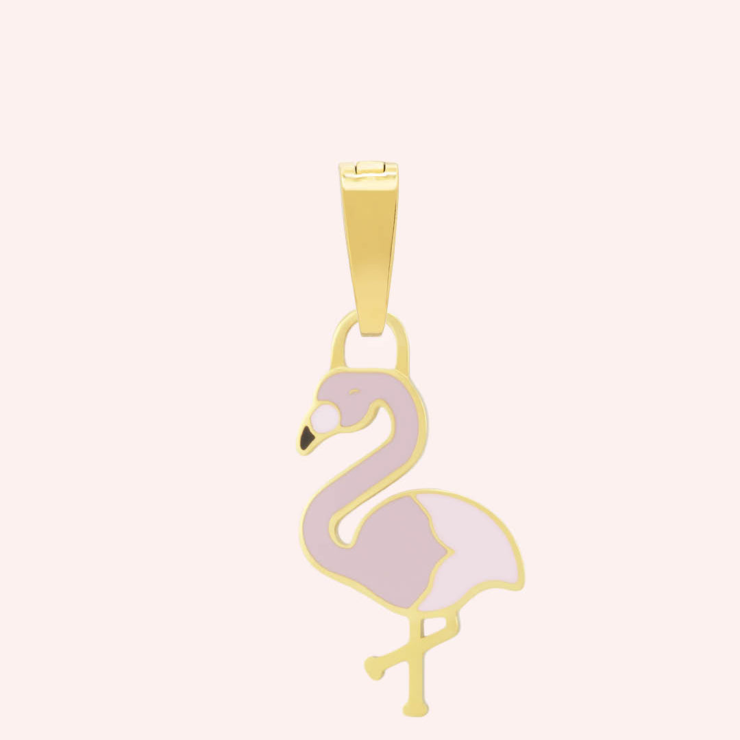 Vibrant Flamingo Pendant, Gold