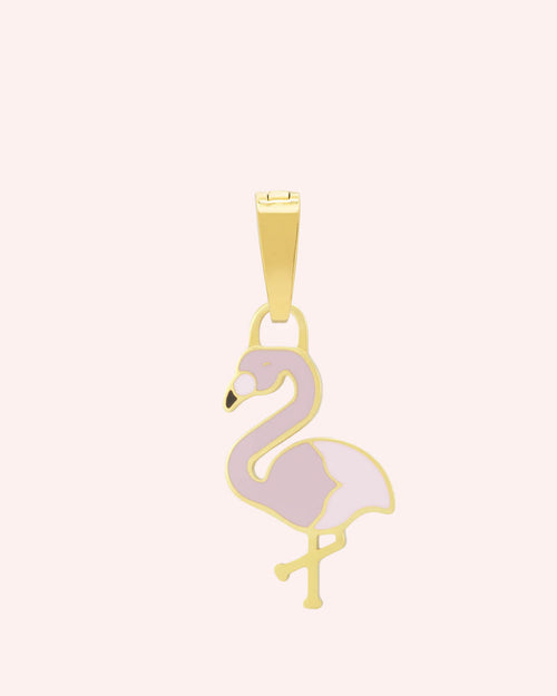 Vibrant Flamingo Pendant, Gold