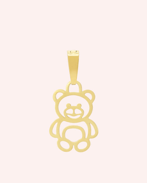 Cuddly Hollow Bear Pendant, Gold