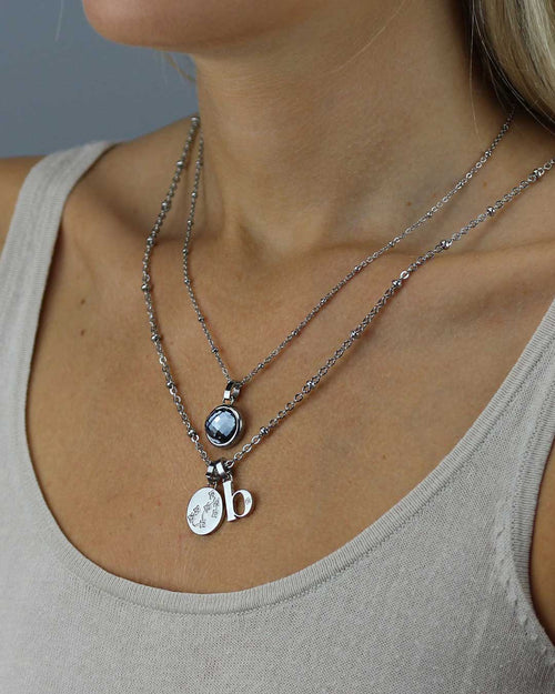 B Initial Pendant, Silver